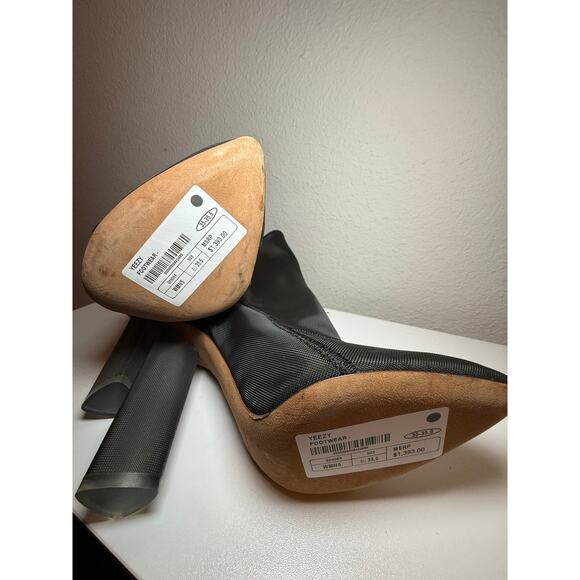 Yeezy Leather-Trimmed Mesh Pointed Toe Ankle Boots Black Women 35-35.5/ US 5 NWT - Picture 5 of 6